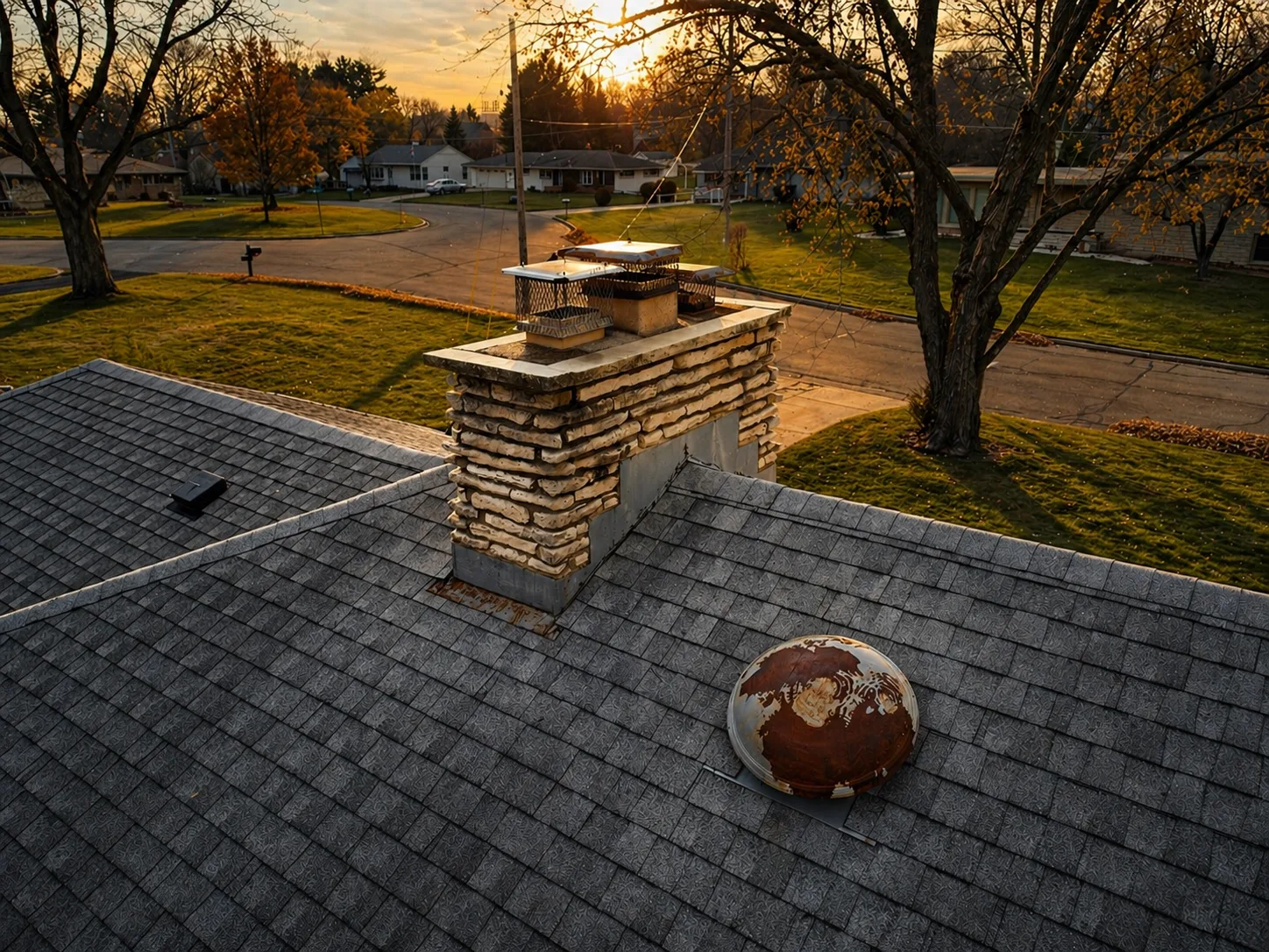 Drone-captured roof imagery used in SparrowView AI reporting software